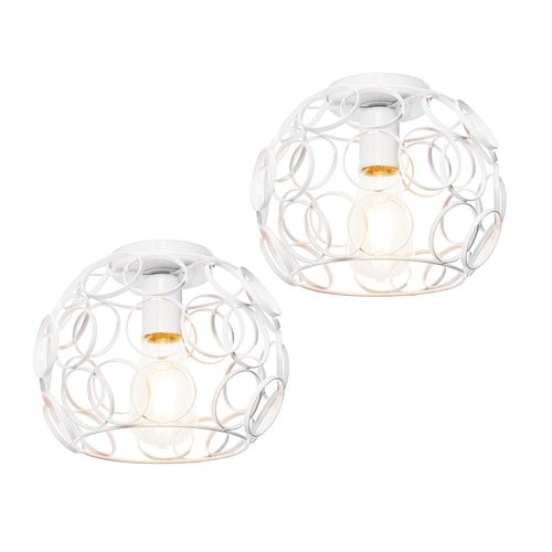 2pcs Lampe De Plafond Luminaire Ronde Luminaire Plafonnier En Fer Plafonnier Rétro Vintage Blanc