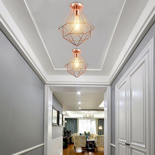 Plafonnier Antique 26cm Luminaire Plafonnier Moderne Lampe De Plafond Vintage E27 Or Rose