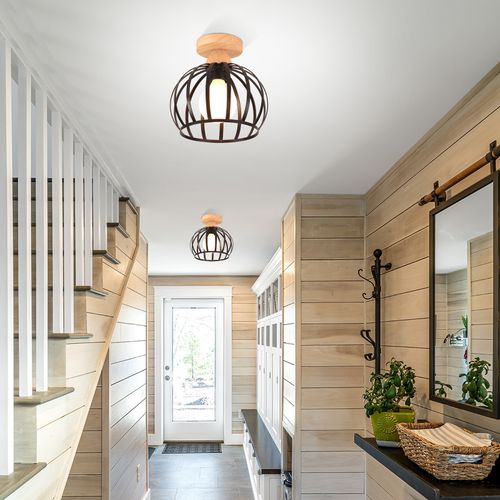 Plafonnier Rétro Moderne Lampe De Plafond En Métal Luminaire Plafonnier Intérieurs Noir