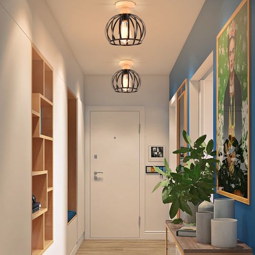 (2x) Plafonnier Rétro Moderne Lampe De Plafond En Métal Luminaire Plafonnier Intérieurs Noir