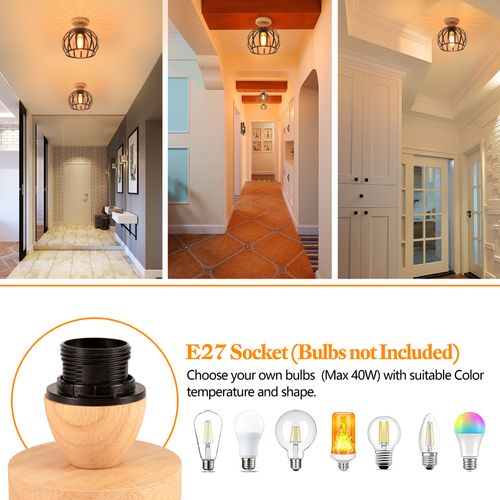 (2x) Plafonnier Rétro Moderne Lampe De Plafond En Métal Luminaire Plafonnier Intérieurs Noir