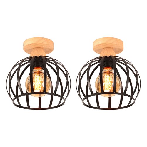 (2x) Plafonnier Rétro Moderne Lampe De Plafond En Métal Luminaire Plafonnier Intérieurs Noir