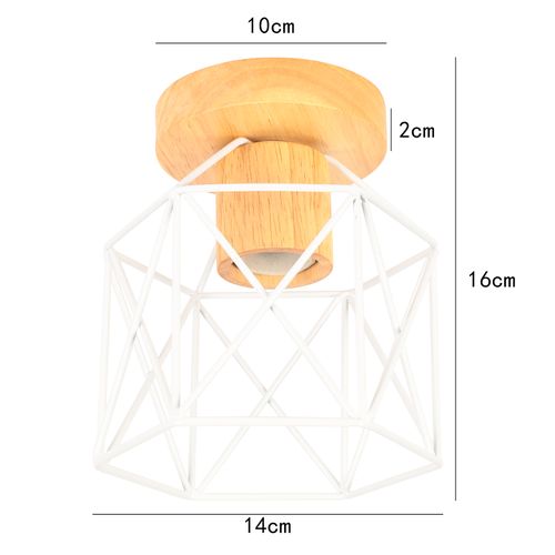 Plafonnier Moderne Lampe De Plafond Rétro Vintage, Abat-jour En Forme De Cage En Métal,blanc