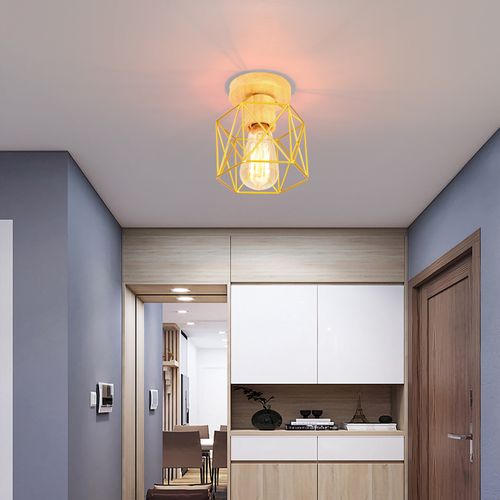 Plafonnier Moderne Lampe De Plafond Vintage Luminaire Plafonnier Rétro Abat-jour Métal Or