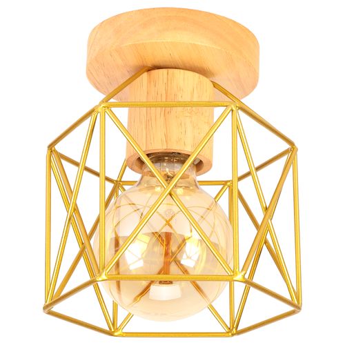 Plafonnier Moderne Lampe De Plafond Vintage Luminaire Plafonnier Rétro Abat-jour Métal Or