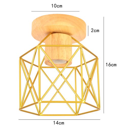Plafonnier Moderne Lampe De Plafond Vintage Luminaire Plafonnier Rétro Abat-jour Métal Or