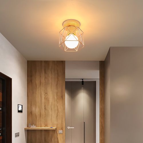 Plafonnier Moderne Lampe De Plafond Vintage Luminaire Plafonnier Rétro Abat-jour Métal Or Rose