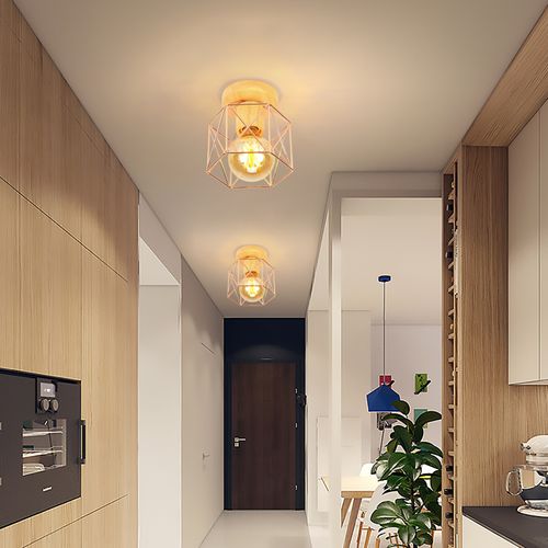 (2x) Plafonnier Moderne Lampe De Plafond Vintage Luminaire Plafonnier Rétro Abat-jour Métal Or Rose