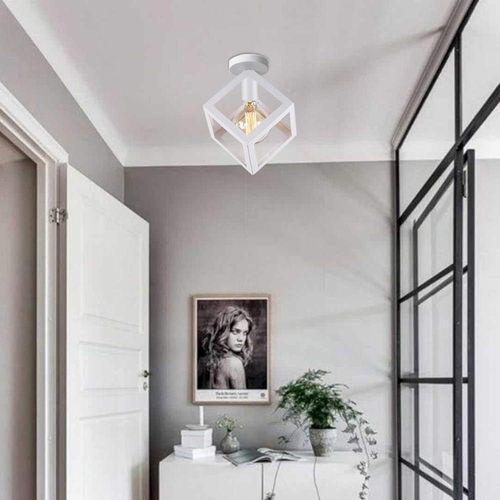 (2x)lampe De Plafond En Forme De Cube Luminaire Plafonnier Moderne Plafonnier Rétro Vintage Blanc