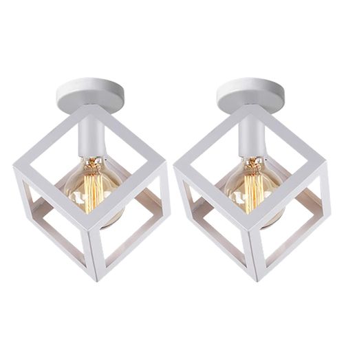 (2x)lampe De Plafond En Forme De Cube Luminaire Plafonnier Moderne Plafonnier Rétro Vintage Blanc