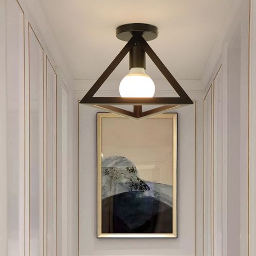 2x Plafonnier Triangulaire En Métal Lampe De Plafond Moderne E27, Noir