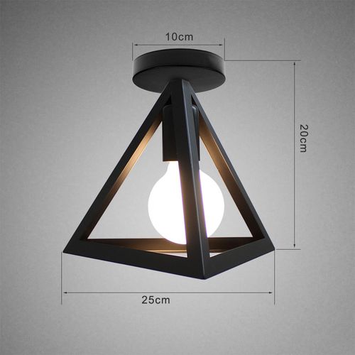 2x Plafonnier Triangulaire En Métal Lampe De Plafond Moderne E27, Noir