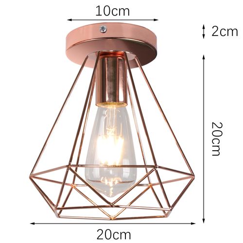 Plafonnier Rétro Or Rose Métal 20cm Lustre Industriel Plafonnier Vintage Lampe De Plafond Antique