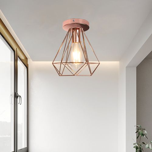 2pcs Plafonniers D'intérieur Plafonniers En Métal Or Rose Vintage Lampe De Plafond Rétro E27