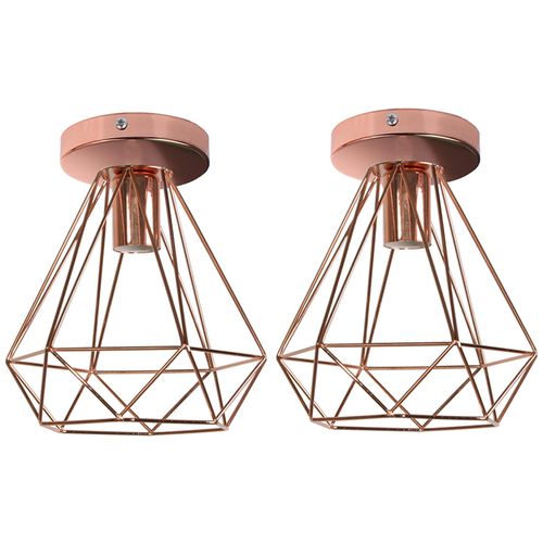 2pcs Plafonniers D'intérieur Plafonniers En Métal Or Rose Vintage Lampe De Plafond Rétro E27