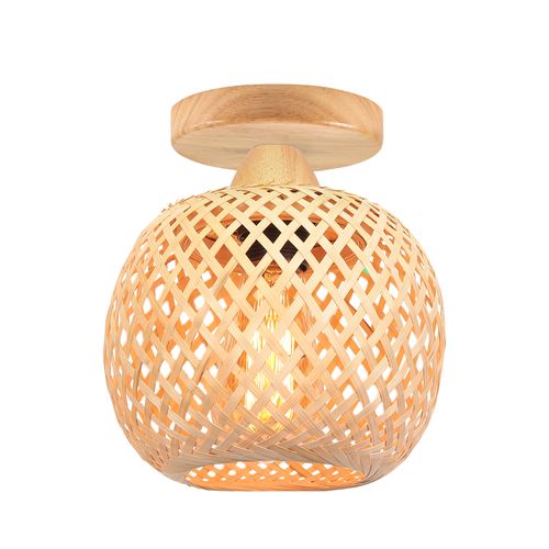 20cm Lampe De Plafond En Bambou Plafonnier Moderne Rétro Luminaire Plafonnier Intérieur