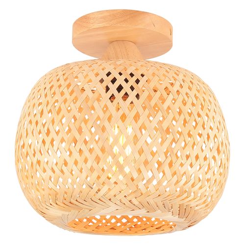 25cm Lampe De Plafond En Bambou Plafonnier Moderne Rétro Luminaire Plafonnier Intérieur