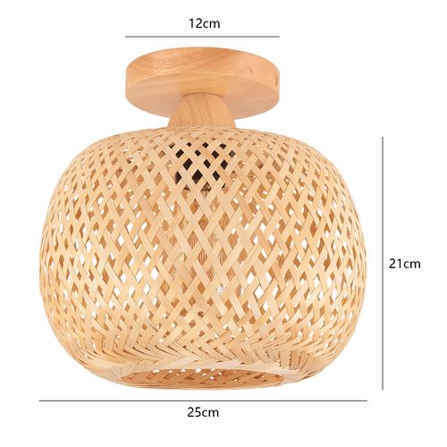 25cm Lampe De Plafond En Bambou Plafonnier Moderne Rétro Luminaire Plafonnier Intérieur