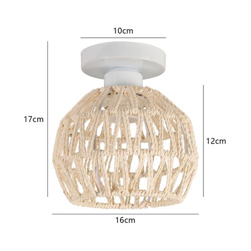 2pcs Lampe De Plafond Rétro Plafonnier Tressé En Corde De Chanvre Plafonnier Moderne Blanc