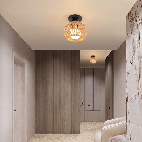 Plafonnier Rétro Luminaire Plafonnier Tressé En Corde De Chanvre Plafonnier D'intérieur Moderne