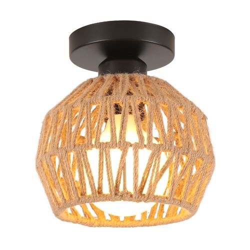 Plafonnier Rétro Luminaire Plafonnier Tressé En Corde De Chanvre Plafonnier D'intérieur Moderne