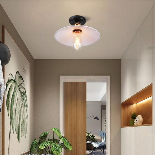 Lampe De Plafond En Métal Antique 22cm Plafonnier Rétro Vintage E27 60w (blanc)