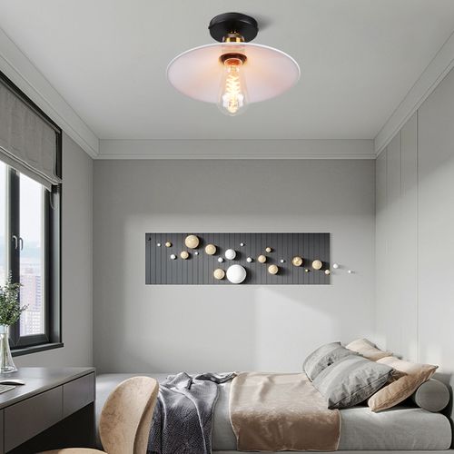 Lampe De Plafond En Métal Antique 22cm Plafonnier Rétro Vintage E27 60w (blanc)