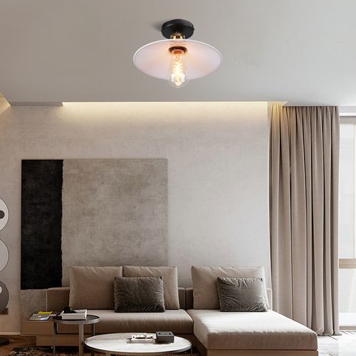 Lampe De Plafond En Métal Antique 22cm Plafonnier Rétro Vintage E27 60w (blanc)