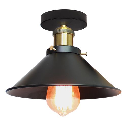 26cm Luminaire Plafonnier Rétro En Métal Lampe De Plafond Industriel Noir Plafonnier Vintage