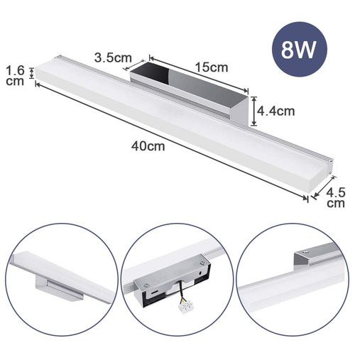 Applique Murale Miroir LED Lampe De Maquillage 40cm Applique Murale Moderne En Aluminium 8w, 6000k