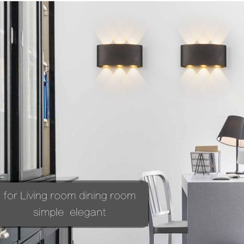 Applique Murale Moderne 6w Noir Lampe Murale LED D'intérieur En Aluminium, Blanc Chaud