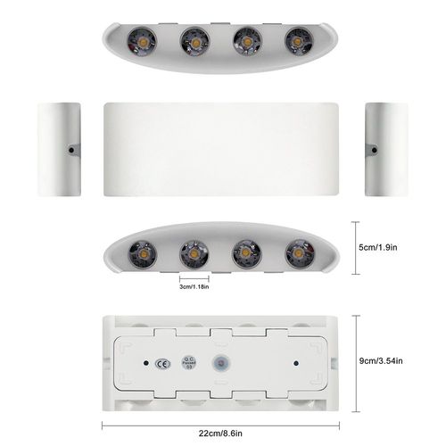 Applique Murale Moderne 6w Blanc Lampe Murale LED D'intérieur En Aluminium, Blanc Chaud