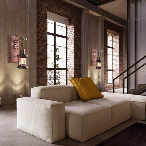 Applique Murale Vintage En Bois, Lampe Murale En Verre Et Métal, Applique Murale Rustique Antique