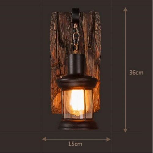 Applique Murale Vintage En Bois, Lampe Murale En Verre Et Métal, Applique Murale Rustique Antique