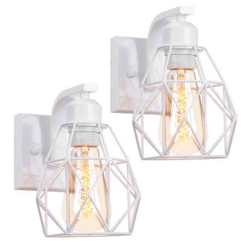 2pcs Applique Murale D'intérieur Rétro Lampe Murale En Métal Applique Murale Rétro Moderne Blanc
