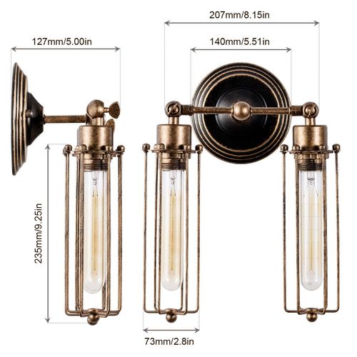 Applique Rétro En Métal Lampe Murale Vintage Applique Murale Rustique Réglable