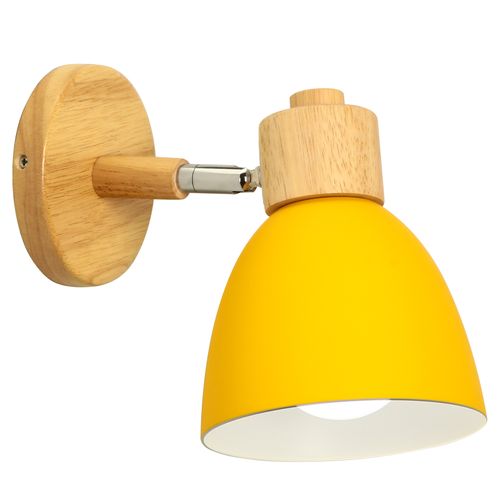 Applique Murale Moderne Applique Murale Nordique En Bois, Lampe Murale Rétro Vintage Jaune