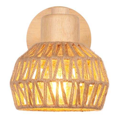 15cm Applique Murale Intérieure Lampe Murale Réglable En Bois Et Rotin Rétro Vintage