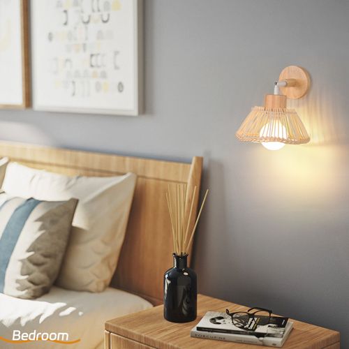 Applique Murale Intérieure Lampe Murale Bambou Rétro Luminaire Applique Vintage E27