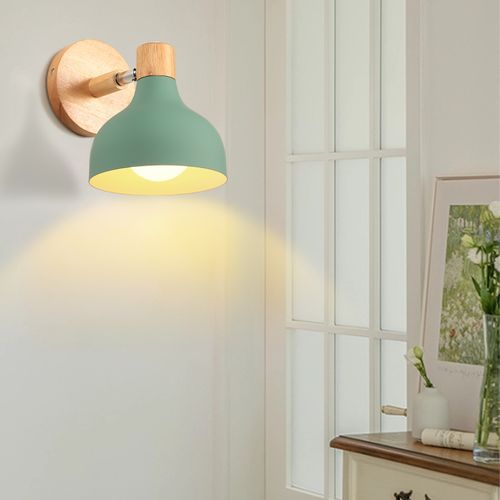 Applique Murale Rétro Lampe Murale Réglable En Bois Métal Applique Murale Vintage (vert)