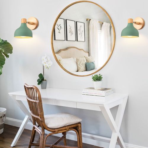 Applique Murale Rétro Lampe Murale Réglable En Bois Métal Applique Murale Vintage (vert)