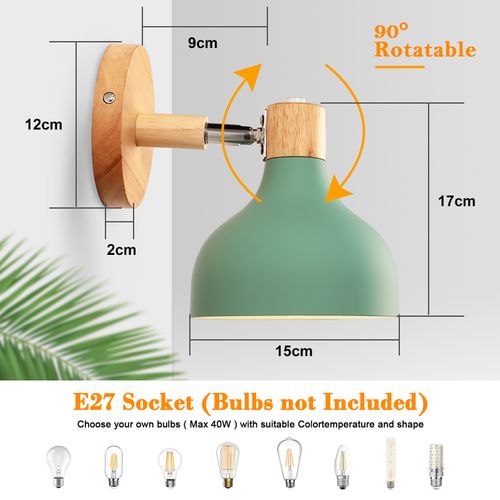 Applique Murale Rétro Lampe Murale Réglable En Bois Métal Applique Murale Vintage (vert)