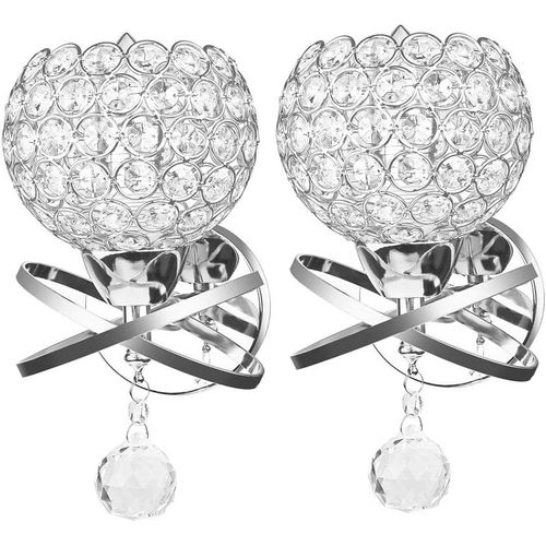 2pcs Applique Murale En Cristal Moderne Lampe Murale D'intérieur Applique Murale Nordique Argent