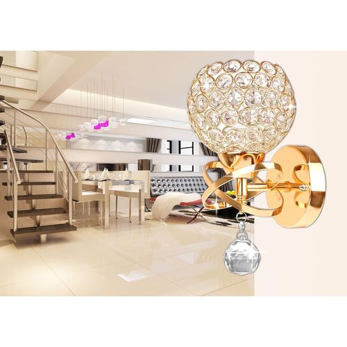 2pcs Applique Murale En Cristal Moderne Lampe Murale D'intérieur Applique Murale Nordique Or