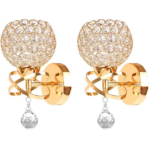 2pcs Applique Murale En Cristal Moderne Lampe Murale D'intérieur Applique Murale Nordique Or