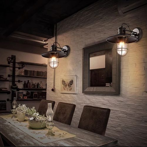 Lampe Murale Rétro Applique Murale Vintage E27 Applique Murale Fer Noire