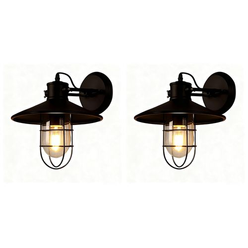 (2x) Lampe Murale Rétro Applique Murale Vintage E27 Applique Murale Fer Noire