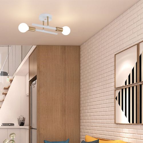 (2x) 2 Lumières Applique Murale Rétro Blanc Plafonnier Moderne Applique Murale Vintage E27