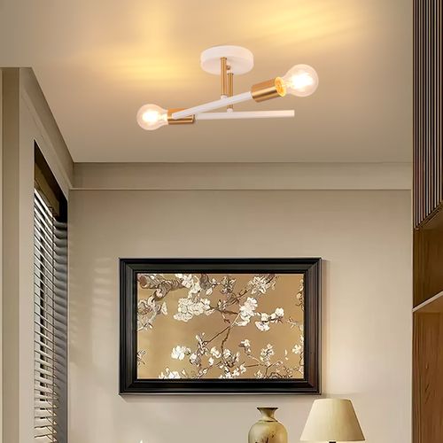 (2x) 2 Lumières Applique Murale Rétro Blanc Plafonnier Moderne Applique Murale Vintage E27