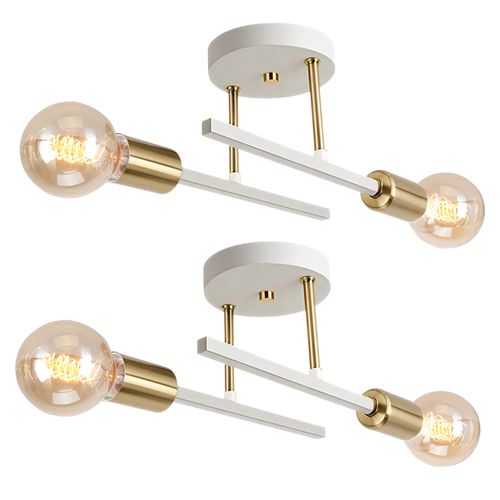 (2x) 2 Lumières Applique Murale Rétro Blanc Plafonnier Moderne Applique Murale Vintage E27